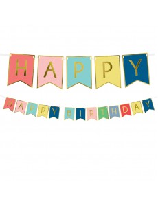 Bandeirolas Happy Birthday Cores